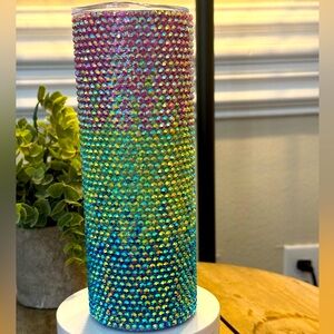 Pink/Lime Green/Blue Ombré Bling Cup - with lid and straw
